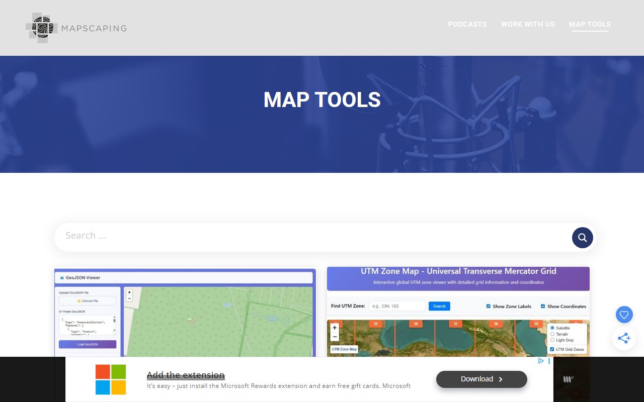 Mapscaping Map Tools — GeoJSON viewer and UTM zone map tools